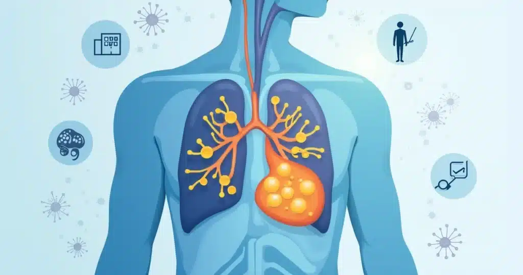 Ilustração de corrente sanguínea com bactérias S. aureus e foco infeccioso recorrente