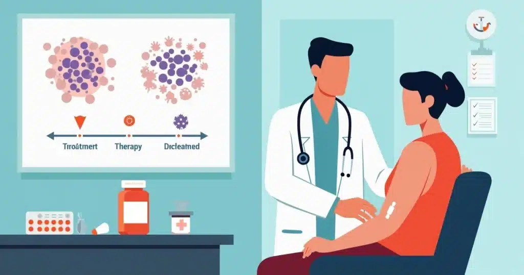 Ilustração de profissional de saúde avaliando abscesso cutâneo em paciente após drenagem