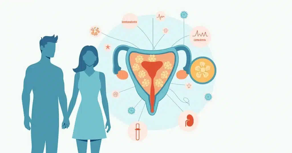 Ilustração de bexiga urinária e bactérias Aerococcus em estilo corporativo plano